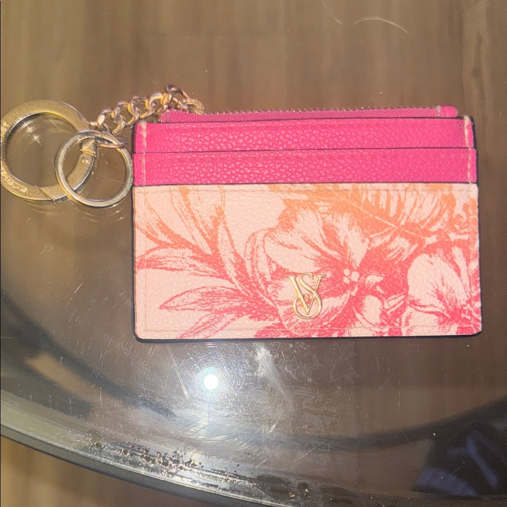 Victoria's Secret Pink and Orange Floral Key Card Holder